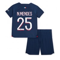 Paris Saint-Germain Nuno Mendes #25 Hemmadräkt Barn 2023-24 Kortärmad (+ Korta byxor)
